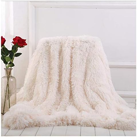 ARKEY Long Shaggy Throw Blanket, Faux Fur, Warm Elegant Cozy With Fluffy Blanket Bedspread 160 x 200 cm White