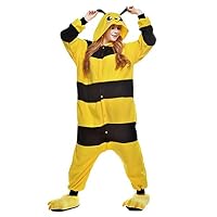 NEWCOSPLAY Unisex Adult Animal Pajamas Halloween Costume (S, Bee)