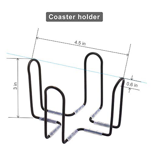 Coaster Holder Black Iron Metal Wire 4.5 Inch-Fits 4 to 9 Pieces of Round and Square Coasters,Set of 2 Pack - Thumbnail 2