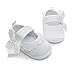 Delebao Baby Girl Infant White Dance Ballerina Slippers with Bow Ribbon (0-6 Months, Shoes & Headband)