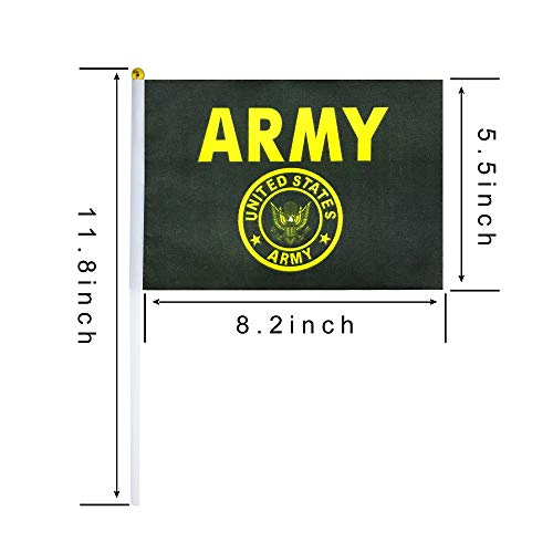 TSMD US Army Gold Crest Stick Flag 50 Pack Small Mini Handheld United States Military Flags On Stick,Decorations Supplies for Army Party Events Celebration