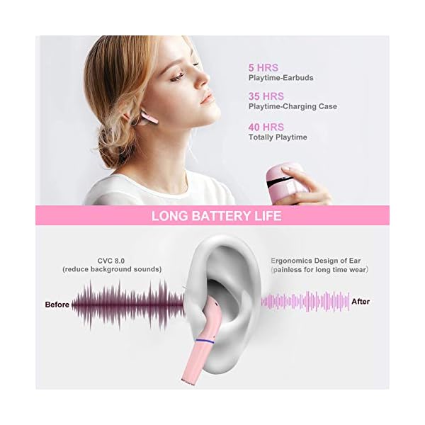 Wireless-Earbuds-Headphone-Bluetooth-50-in-Ear-Earphone-Touch-Control-with-Mic-RGB-Sweatproof-Noise-Canceling-USB-C-Quick-Charging-Case-Compatible-with-iPhoneAndroidPC-for-Sport-Work-RunningPink Sendowtek Wireless Earbuds Pink Bluetooth in Ear Headphone Touch Control with Mic RGB Sweatproof Noise Canceling…