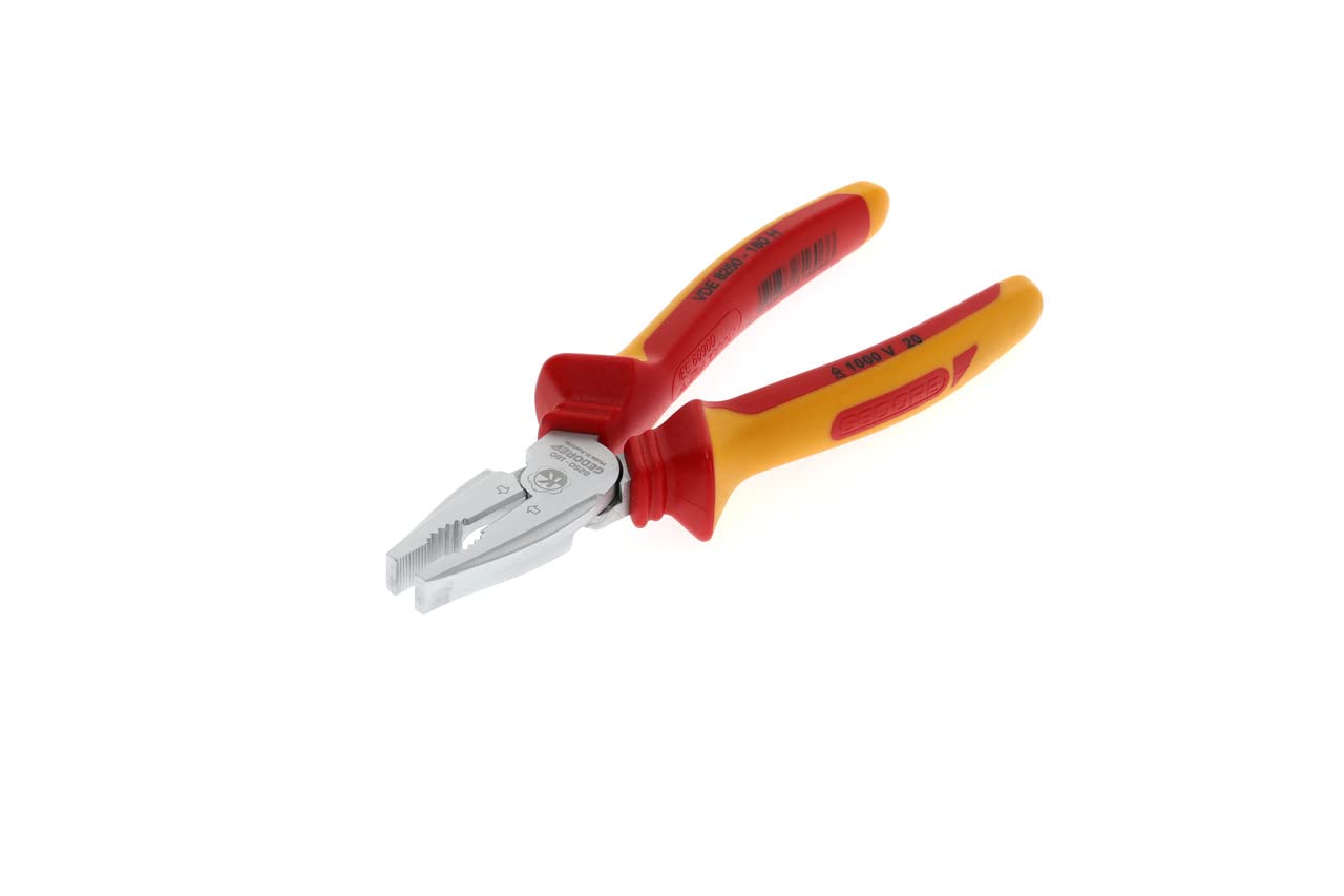 GEDORE VDE Power combination pliers for cutting/holding/twisting, Electronics, Length 180 mm, VDE 8250-180 H