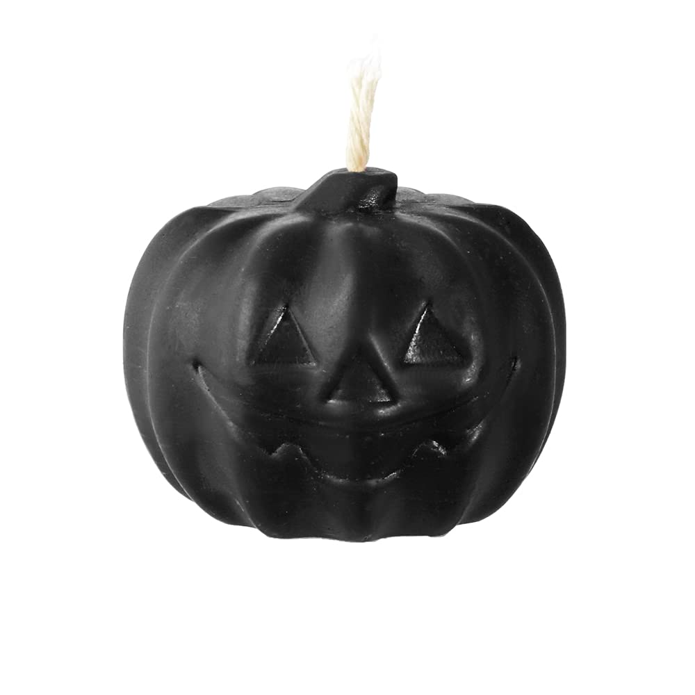 NKlaus 1x Halloween Beeswax Pumpkin Candle 4,5x6,5cm Black Autumn Decoration Party 37008