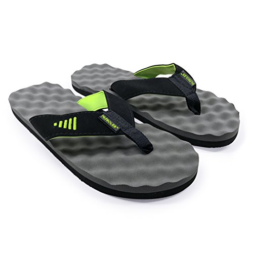 PR SOLES Recovery Flip Flops | Sandals for Men and Women | Great for Athletes | Green/Gray,MD | (W) 8.5 - 9.5 | (M) 7.5 - 8.5