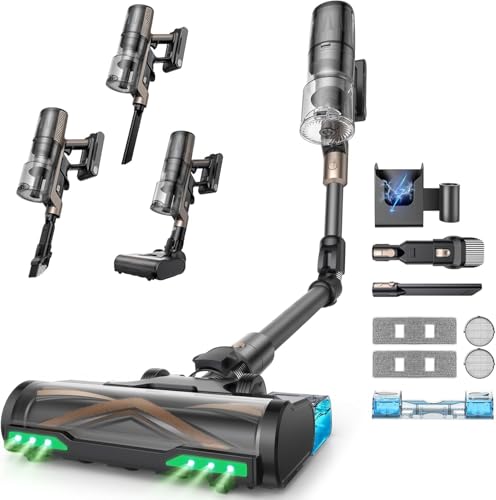 P20+ Aspiradora sin Cable 70Mins/70kPa/680W, Autoportante con Barra Plegable, Limpia Bajo Muebles sin Agacharte, Aspiradora con Cepillo Anti-Enredo para Pelo de Mascotas/Suelos/Alfombras