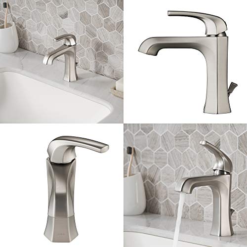 KRAUS Esta Single Handle Basin Bathroom Faucet with Lift Rod Drain in Spot Free Stainless Steel, KBF-1211SFS - Thumbnail 3