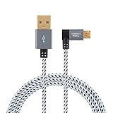 CableCreation [2-Pack] 3.2 feet Right Angle Micro USB 2.0 Braided Cable, 90 Degree Vertical Right USB 2.0 A Male to Micro USB Male with Aluminium Case,1 Meter, Space Gray