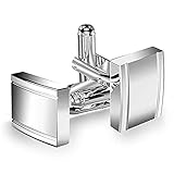 UHIBROS Jewelry Stainless Steel Classic Tuxedo Shirt Cufflinks For Men Unique Business Wedding White