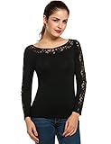 ANGVNS Bodycode Long Sleeve O Crew Neck Lace Blouse for Prom Evening Party