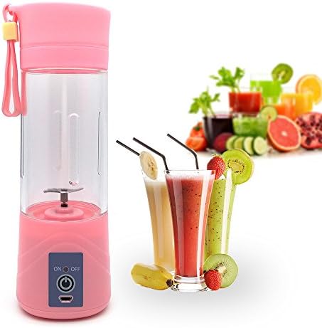 Atongm Juicer Cup, Fruit Mixing Machine, Portable Personal Size Usb Electric Rechargeable Mixer, Blender, Water Bottle（400ML） (pink)