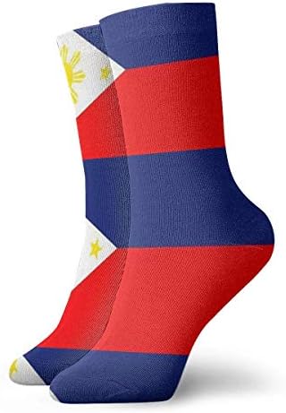 AORSTAR Socks Breathable Philippine Island Flag Rectangle Sticker Crew Sock Exotic Modern Women & Men Printed Sport Athletic Socks 11.8in