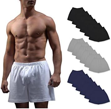 Classic Men's Classics Full Cut Cotton Boxer Shorts (Large 36-38, 18 Pack Bonus - Black Gray Navy 6 of each)