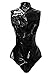 bslingerie Sexy Wet Look PVC Zip Up Clubwear Leather Bodysuit Teddy (Black Teddy, S)