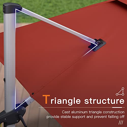 PURPLE LEAF 11 Feet Double Top Deluxe Square Patio Umbrella Offset Hanging Umbrella Cantilever