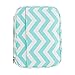 Good Ruby Premium Canvas Bible Cover with Carrying Handle, Book Protector with Pockets Colorful Compact Chevron Bible Case with Zipper and Pen Holder for Women, Teens, Girls (Aqua Chevron)