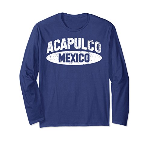 Unisex acapulco mexico long sleeve t shirt large navy