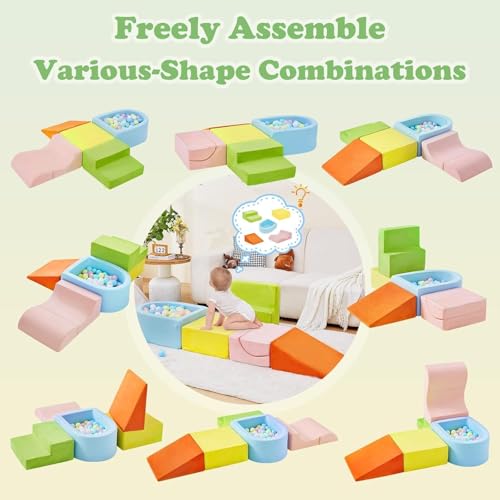 Climbing Toys for Toddlers, Toddler Climbing Toys Indoor, 5-Piece Soft Foam Climb Blocks Set, Toddler Playtime Corner Climber Indoor Foam Play Gym for Crawling and Sliding (5-piece)