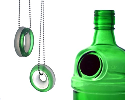Recycled Gin and Tonic Necklace - Fused Tanqueray and Tonic Bottle Pendants