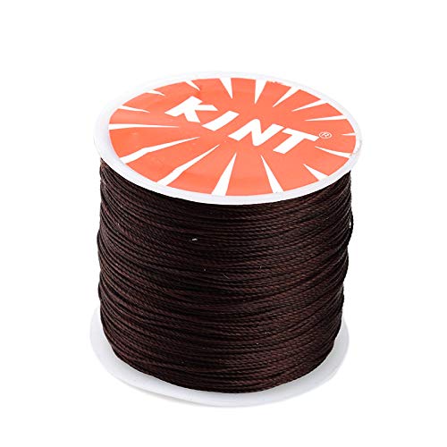 Cheriswelry 0.5mm Round Waxed Polyester Cords Braided Threads 116 Yards Beading String Rope with Spool for DIY Jewellery Macrame Making, CoconutBrown