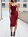 Ninimour Women's Solid Sleeveless Spaghetti Strap Side Slit Bodycon Dress Red