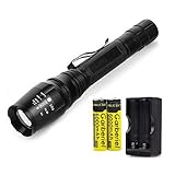 Wishdeal High Lumens Led Flashlight 18650 T6 Torch Water Resistant Tactical Flashlight Camping Light with 18650 Battery and Charger US Stock