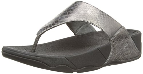 Fitflop Womens Lulu Metallic Snake Flip Flop Pewter M