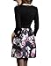 DanMunier Women's V-Neck 3/4 Sleeve Floral Cocktail Party Fit&Flare Wrap Dress with Pocket 3768(S, Black)