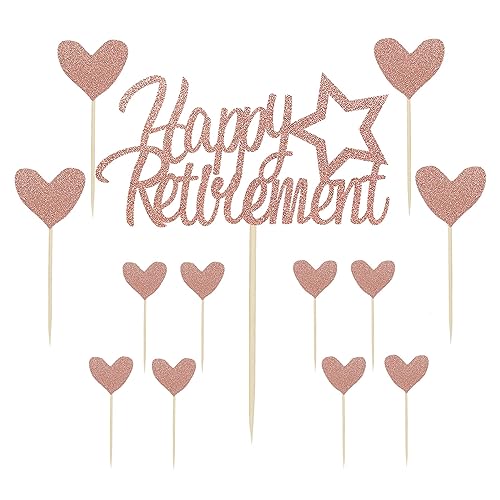 Rose Gold Happy Retirement Cake Toppers