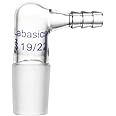 Labasics Glass 90 Degree Vacuum/Gas Adapter, Borosilicate Glass Bent Inlet Adapter with 19/22 Inner Joint and Hose for Laboratory Lab Supply