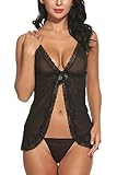 Avidlove Women Halter Lingerie Lace Babydoll Sexy Chemise Sleepwear Set