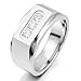 INBLUE Men's Stainless Steel Ring Band CZ Silver Tone Wedding Size11