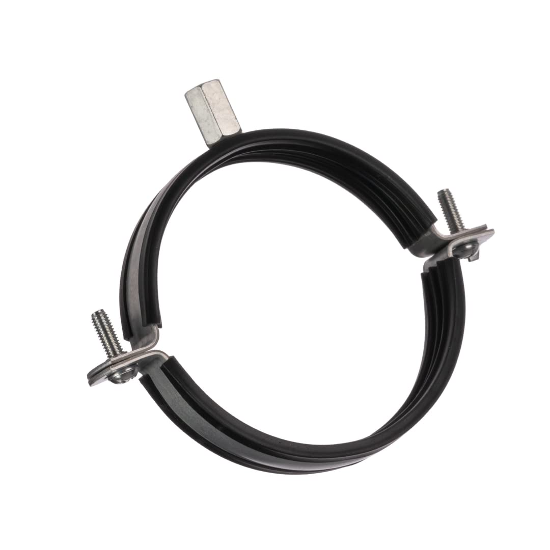 Ø 100mm / 4 inch Metal Lined Hose Clip - Anti Vibration Suspension Ring - Duct Holder with Rubber - Pipe Clamp Bracket