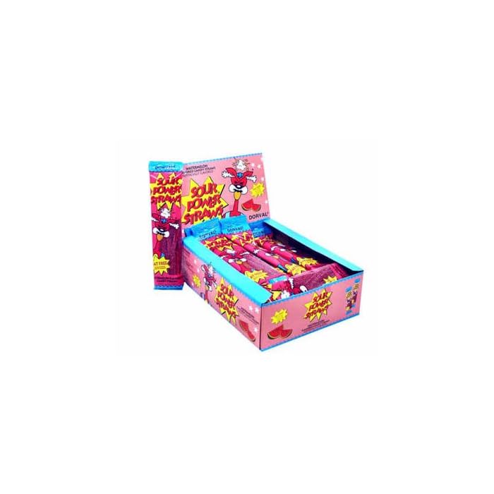 Buy Sour Power Straws Watermelon, Wrapped, 24 count Display box