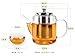 Glass Teapot Set with Infuser for Loose Tea - 1100ml Stove Top Safe Borosilicate Clear Glass Tea Pot with 4 Small Tea Cups, Silicone Trivet, & Cleaning Brush | Perfect Tea Set for Gift or Entertaining