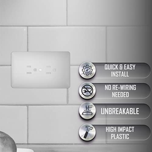 Taymac 2000W Masque 2000 1Gang Decorator Style Wallplate, Paintable Duplex Outlet Cover, White