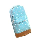 Fashion Mini School Bag Pen Case Student's Canvas Pencil Case Children Pen Bag (Blue Dot)