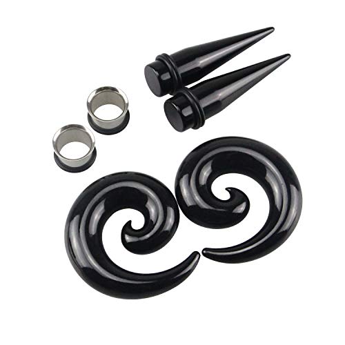 Awinrel Acrylic Ear Gauge Spiral Taper Stretching and Stainless Steel