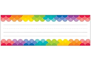 CTP Painted Palette Rainbow Scallops Name Plates, Set of 36, 9.5” x 3.25” Each (Creative Teaching Press 4401)