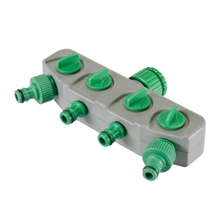 Silverline 167269 4-Wege-Verteiler für Wasserhahnanschluss 3/4 Zoll u. 1/2 Zoll