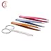 Soobest Eyebrow Tweezers Set and Scissors with Leather Carry Case, 4 Pcs Stainless Steel Eyebrow Tweezer Kit with Brow Trimmer Scissors, Precision Slant Tweezers