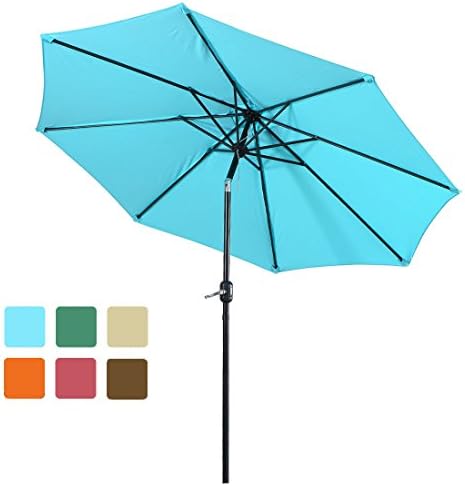 FARLAND Patio Umbrella 9 Ft Outdoor Table Aluminum offset market umbrellas with Push Button Tilt and Crank