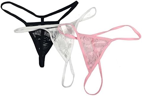 Guibao Women's See-Though Sexy Thong Panty Low-Rise G-String T Pants Pack of 3