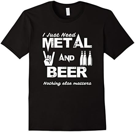 Mens Metal and Beer Heavy Metal T-Shirt Small Black