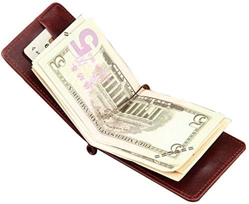 KHGUDS Mini Men'S Leather Money Clip Wallet With Coin Pocket Thin Purse For Man Magnet Hasp Small Zipper Money Bag