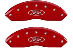 MGP Caliper Covers 10022SFRDRD Red Brake Covers Engraved with Silver Ford Oval (Set of 4)