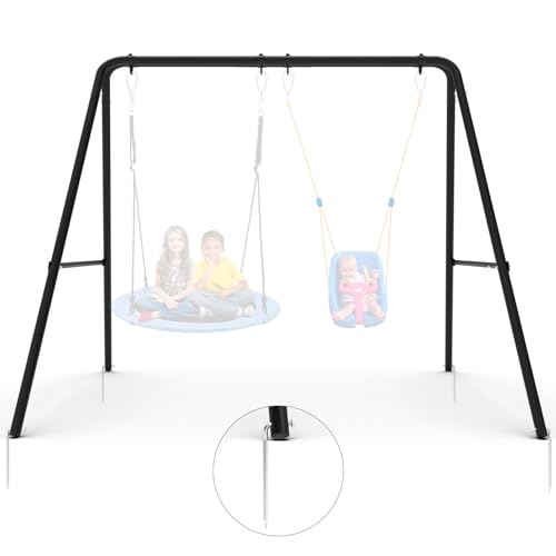 Semoprus 2-Seat Heavy Duty A-Frame Swing Stand, 440lb, with Ground Stakes