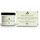 Precious Life Raw African Black Soap Facial Wash Kit (4oz) For People with Acne Prone & Troubled Skin Premium Organic Shea Body Butter Moisturizer for Face & Body (4oz)-Grade A - Made in the US.