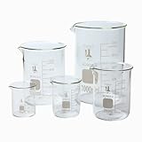 Karter Scientific 213A2 Borosilicate Glass Low Form Glass Beaker, 50/100/250/500/1000 mL (Pack of 5) (Misc.)