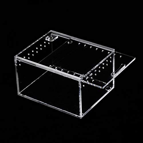 Biback Clear Reptile Breeding Box,Small Acrylic Terrarium Full View Visually with Sliding Design Feeding Box for Insect Reptiles Tarantulas Amphibians Lore Caterpillars Cricket Spider Snail Reptile - Thumbnail 4
